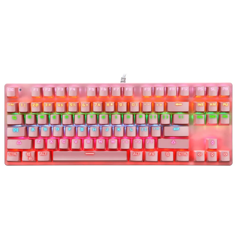 New Real Mechanical 87 Key Green Axis Wired Keyboard  For Computer Notebook External Office E-games 9 Kinds of RGB Lights