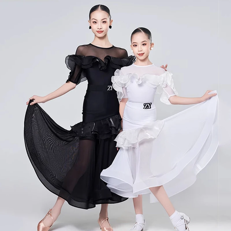 

Black Standard Ballroom Dance Dress For Girl Modern Dance Competition Dress Tango Waltz Performance Clothes White 2025 New 2808