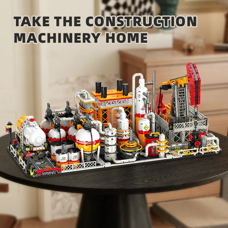 

Creative Chemical Plant Oil Pumping Machine Refinery Plant Transport Storage Factory Assembly Building Block Toys For Kids Gifts