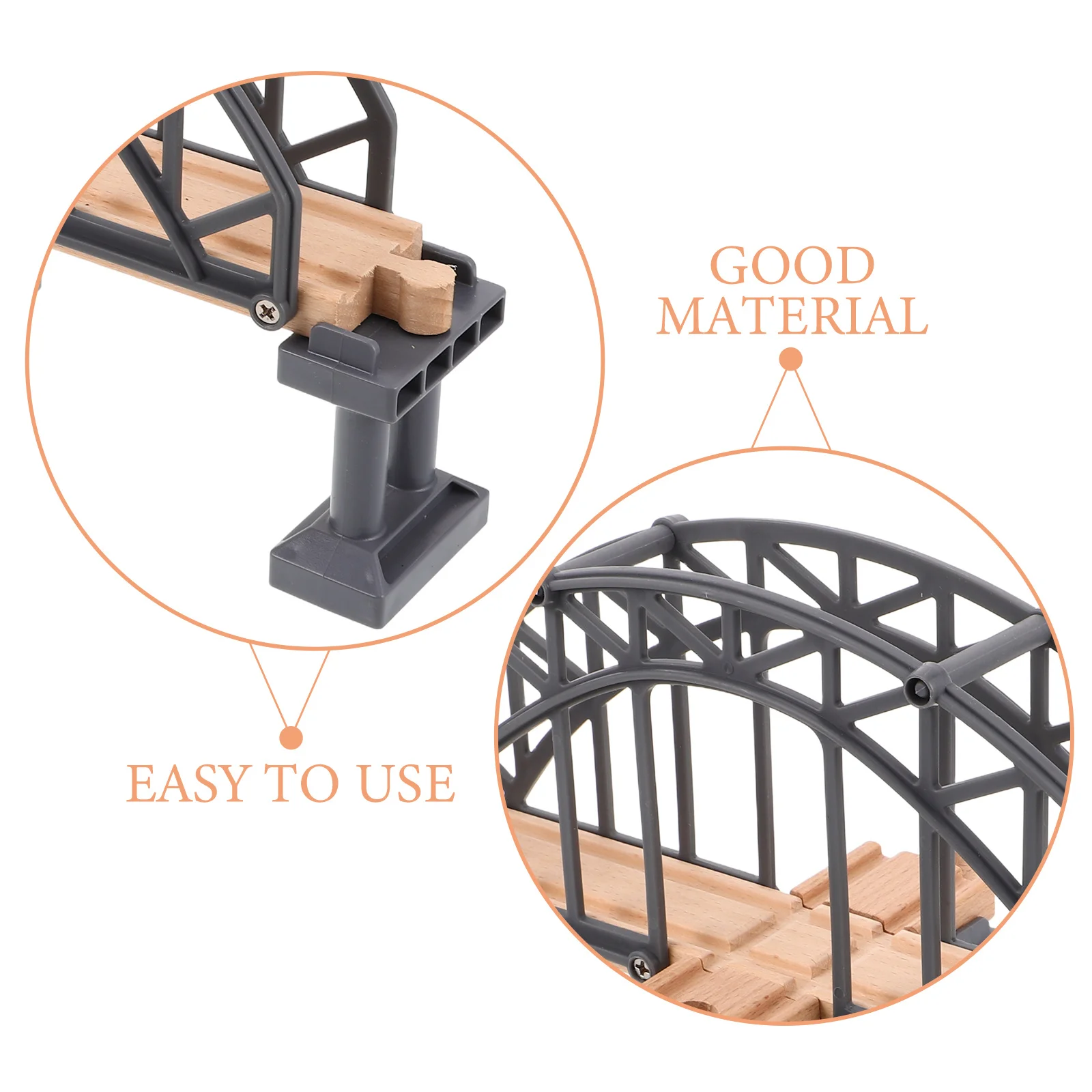 2pcs Track Bridge For Wooden Railway Tracks, Wood Plastic Train Bridge Accessories, Educational Play Scene Pieces, Layout