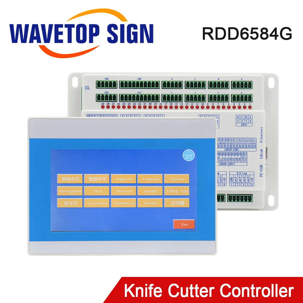 

Система управления осциллирующим ножом WaveTopSign Stock Ruida RDD6584G с 7-дюймовым сенсорным экраном для ЧПУ-станков с вибрационным ножом