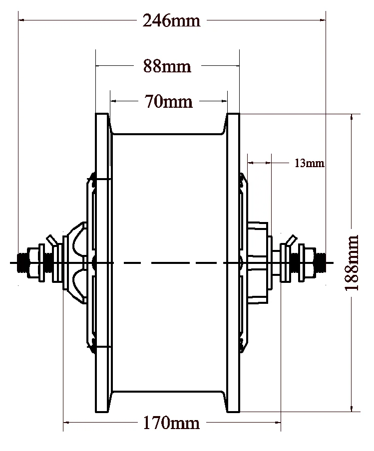 LY Racing 65 มม.70 มม.75 มม.80 มม.อะไหล่ Hub ไฟฟ้าสกู๊ตเตอร์อุปกรณ์เสริมที่มีประสิทธิภาพผู้ใหญ่ Central มอเตอร์สําหรับสกู๊ตเตอร์ไฟฟ้า