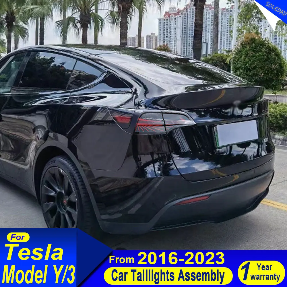 

Пара светодиодных задних фонарей для Tesla 2017-2023 Tesla Model 3 Model Y в сборе с последовательным указателем поворота в сборе