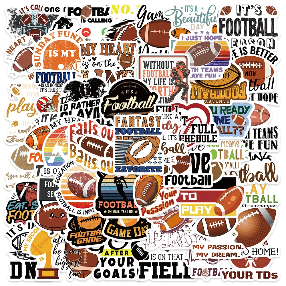 50PCS American Football Stickers Cartoon Graffiti Decals For Luggage Guitar Skateboards Fridge Scrapbooks Motion Toy Stickers