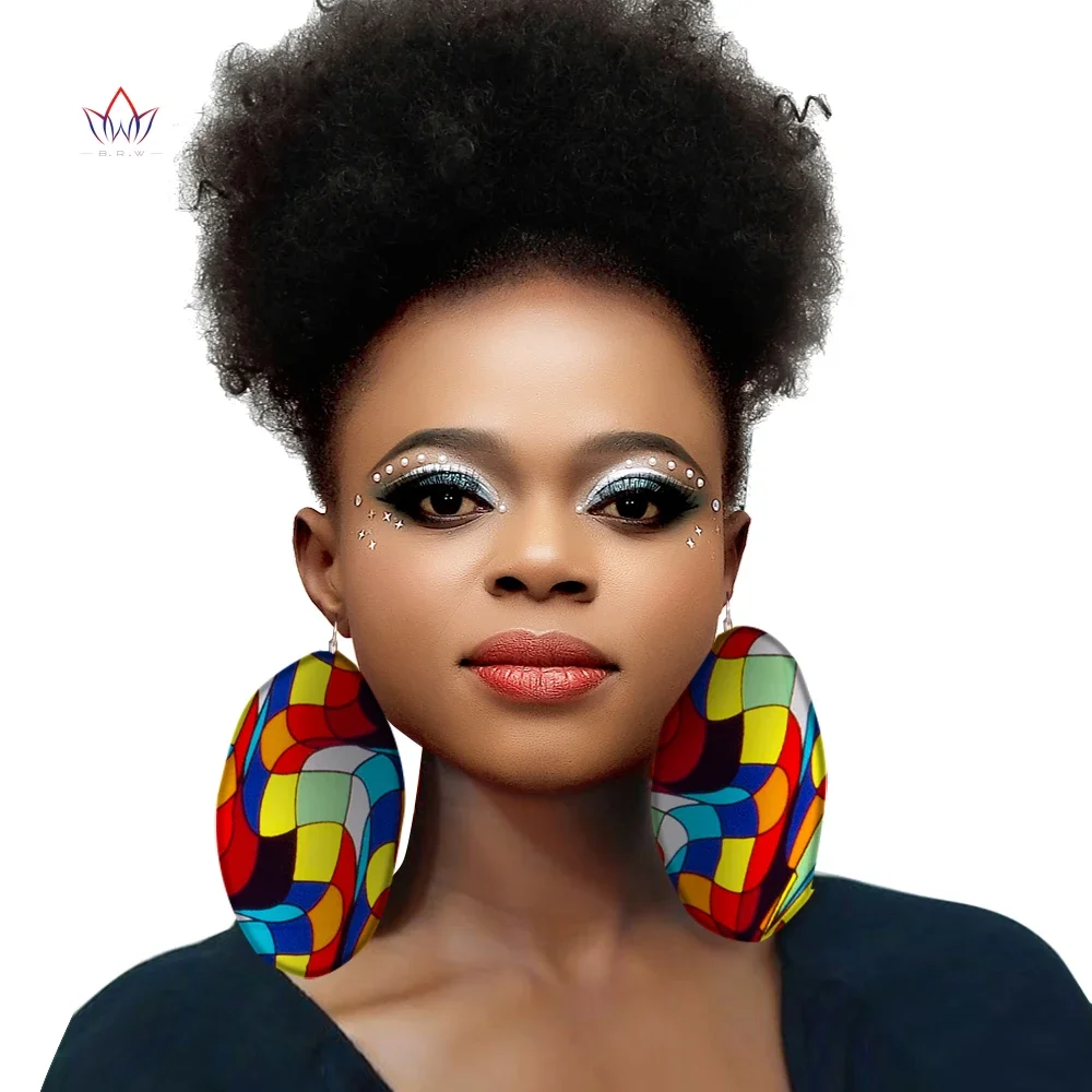 BRW Fabric African Earrings For Women Drop Earrings Handmade Ethnic Oversized Earrings African Ankara Handmade Jewelry WYB280