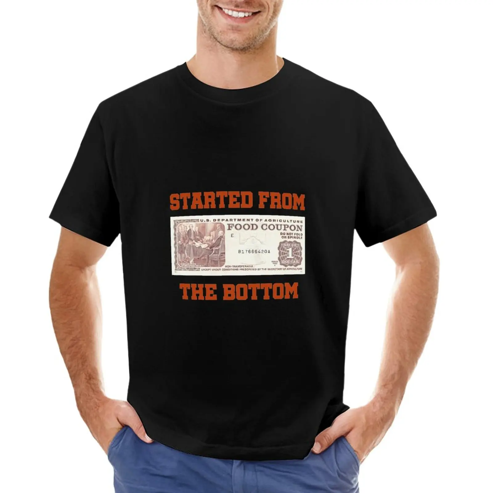 Marcintee Food Stamp Started from The Bottom T-Shirt anime clothes boys white t shirts sweat shirts, men