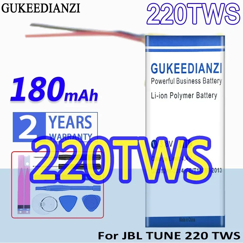 High Capacity GUKEEDIANZI Battery 220TWS 180mAh For JBL TUNE 220 TWS/220TWS/225TWS Accumulator 2-Wire