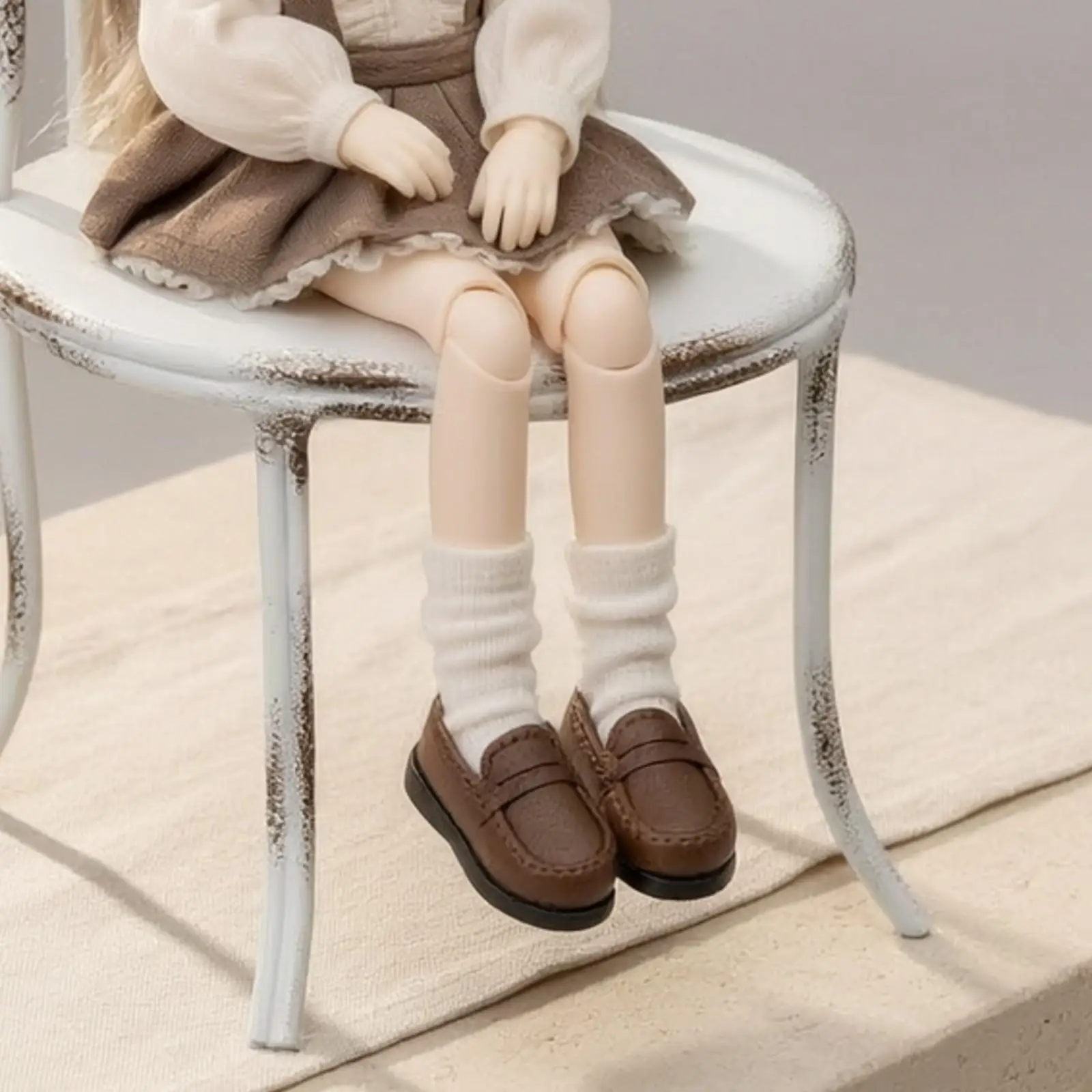 Leather Doll Loafers for BJD Blythe Doll House Miniature Shoes Moc Toe Pull on Strap Classic Design