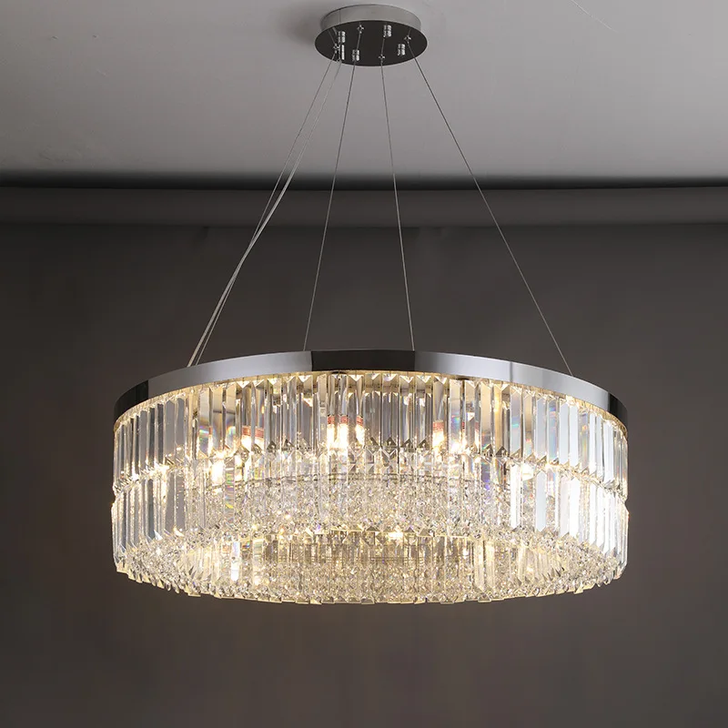 Modern high-end design living room pendant light luxury circular crystal pendant light living room main light grand luxury dinin