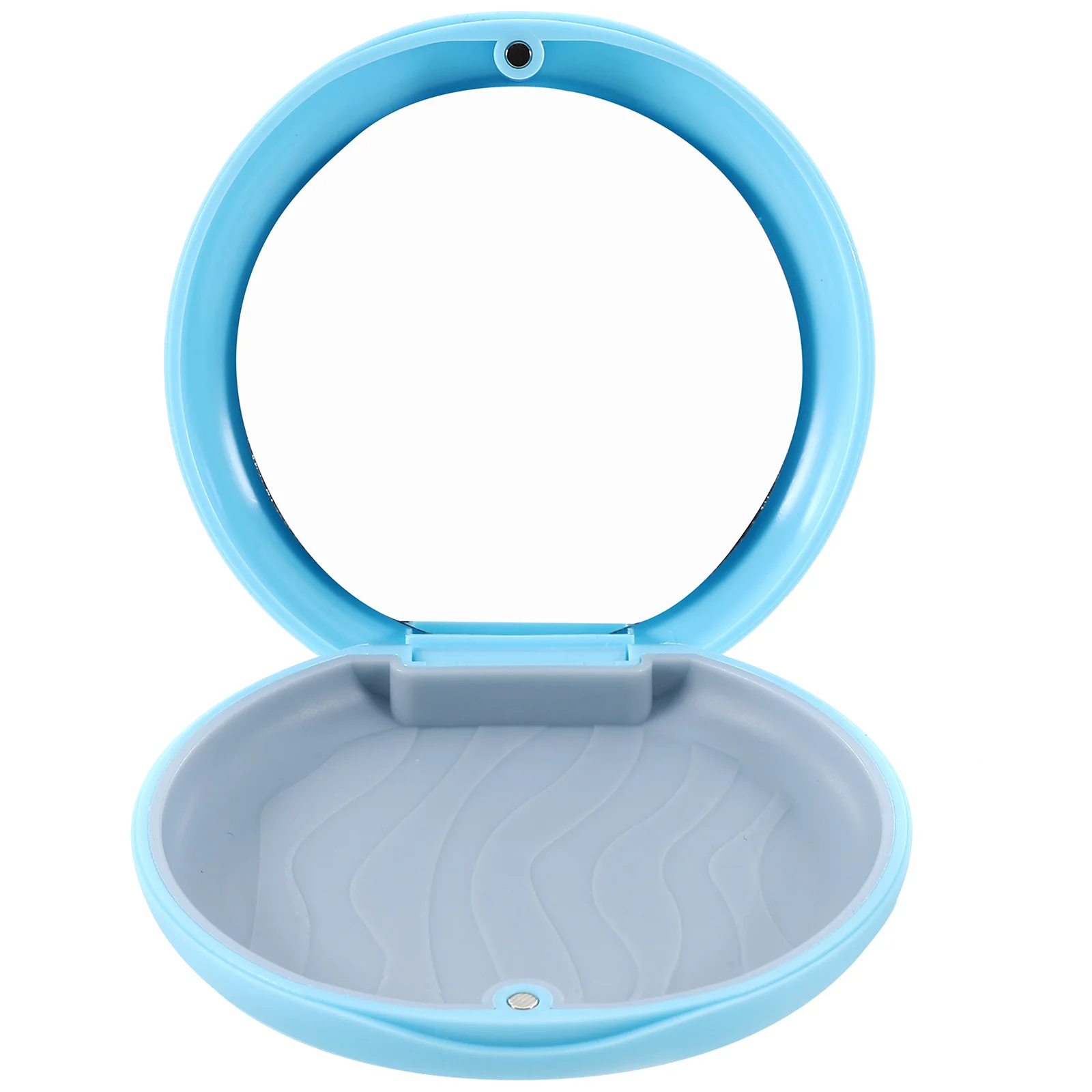 Compact Denture Case with Mirror Magnetic Closure Portable Retainer Holder Strong Plastic Design Easy Carry for Daily Use