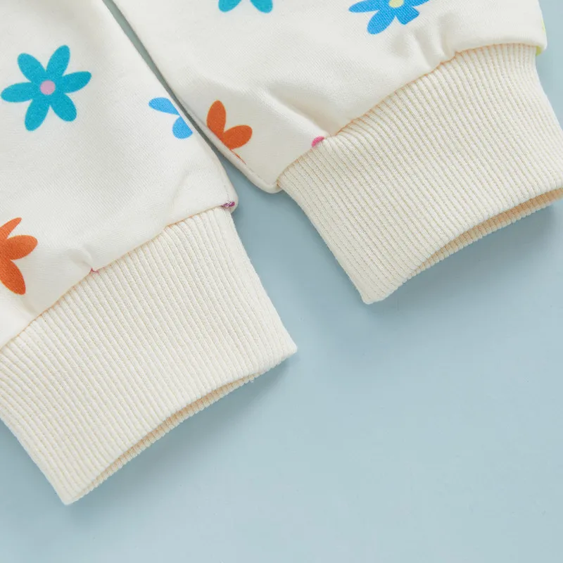 3 Months to 3 Years Baby Girl Pant Sets Spring Autumn Clothes Letter Embroidery Long Sleeve Sweatshirt and Floral Pants image 6