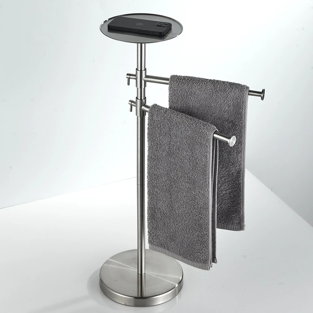 

Floor Standing Base Luxury Hotel Towel Rack Holder Towel Storage Shelf Brush Gold Towel Bar