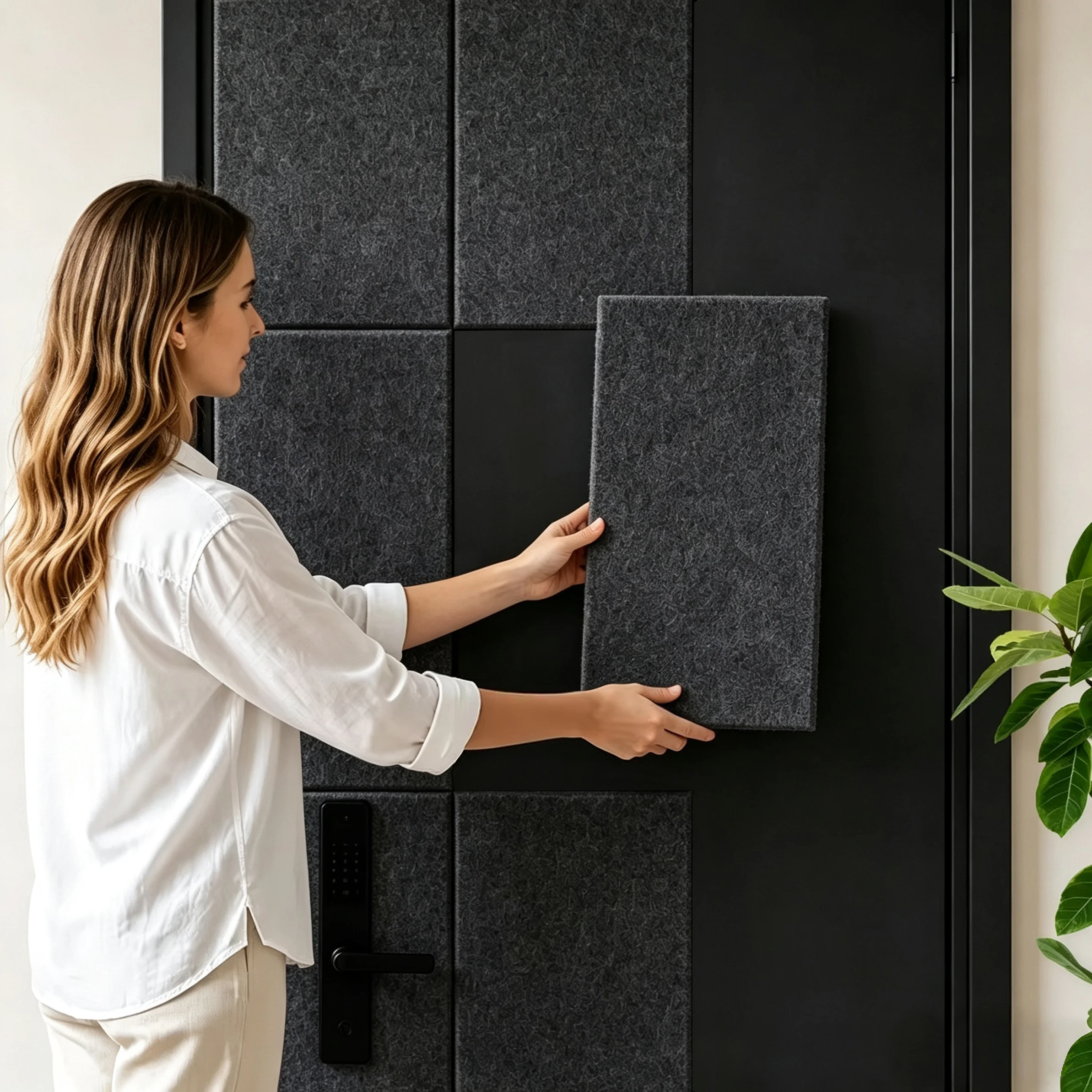 30x60CM 6PCS Wall Decorative Mounted Soundproofing Acoustic Panels High Density Sound Proof Absorbing Insulation Felt Wall Tiles Cork Bulletin Pin Note Photos Boards for Studio Treatment Home Office Ceiling Living Room Decor