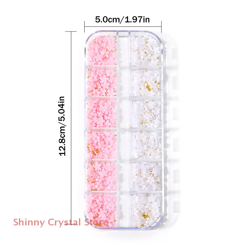 12/15 Grids 3D Flower Nail Art Decoration Colorful Resin 5-Petal Flower Nail Charms Luxury Rhinestones Manicure DIY Accessories