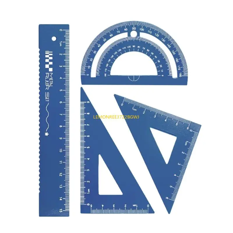 C90C Matematical Drawing Ruler Ruler Metal Geometry Professional Set matematica con set ghiottoneria Straigh Straight Right e