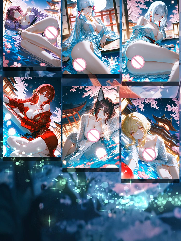 2025 A5 보드 꽃과 달이 시가 됩니다 여신 카드 취미 Waifu 보드 Genshin 컬렉션 Doujin Booster Box 희귀 카드 완구