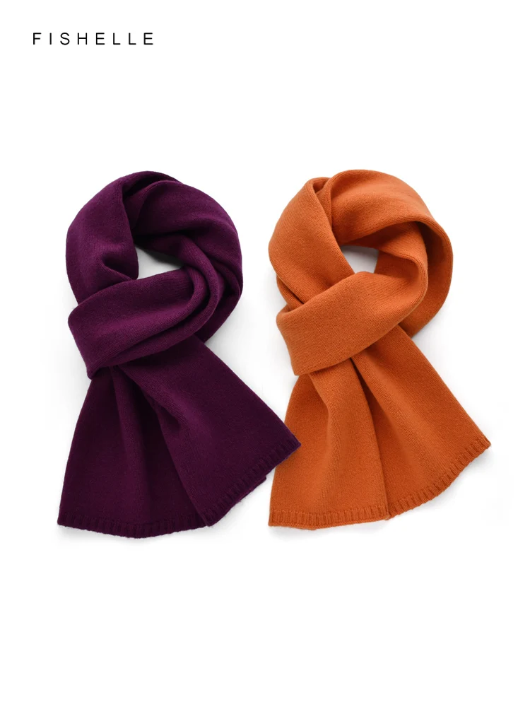 Purple orange wool small scarf women warm autumn winter knitted wool scarves kids adults holiday gifts