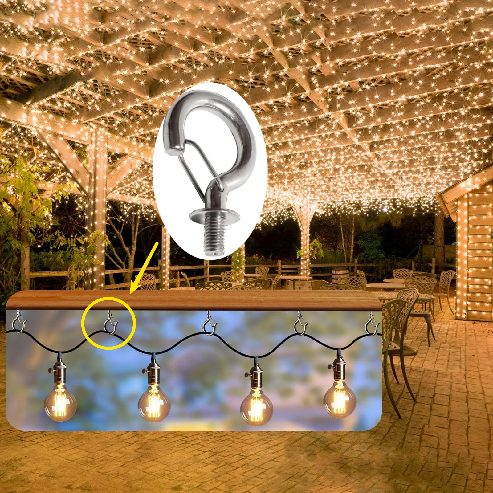 10 Stück Edelstahl M8/M10/M12 Hängehaken Langlebige Ringschraube für Racks Hängematte Markise Kette Korb Sandsack Schnalle Haken