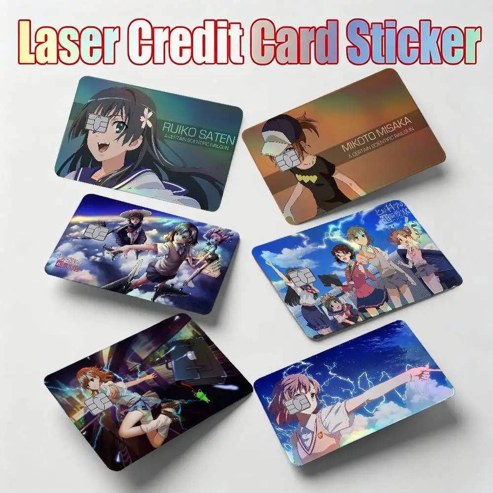 A Certain Scientific Railgun 4Pcs Laser Card Stickers Vinyl Skin For Credit Debit Bank Cards Waterproof Resistant Protective