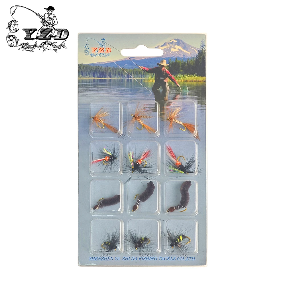 

Trout Fishing Fly Insects 12PCS Dry fly fishing flies set feather wing artificial bait Trout fishing tackle fishing accessories
