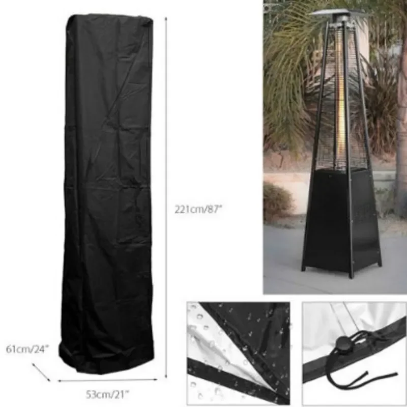 Black Outdoor Fire Pit Cover  Waterproof Dust-proof Patio Heater Cover Protection for Garden Backyard Stove Furniture Cover