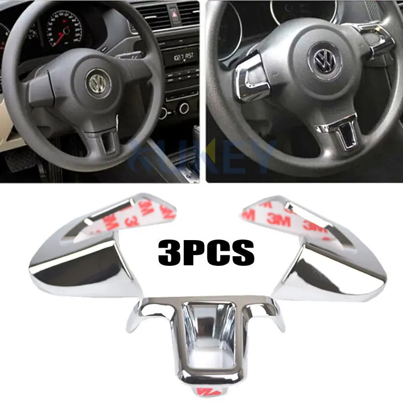 Steering Wheel ABS Chrome Inserts Trim Sequins Cover Sticker For VW Golf 6 MK6 Polo Jetta MK5 2011 2012 2013 Bora  Caddy Touran