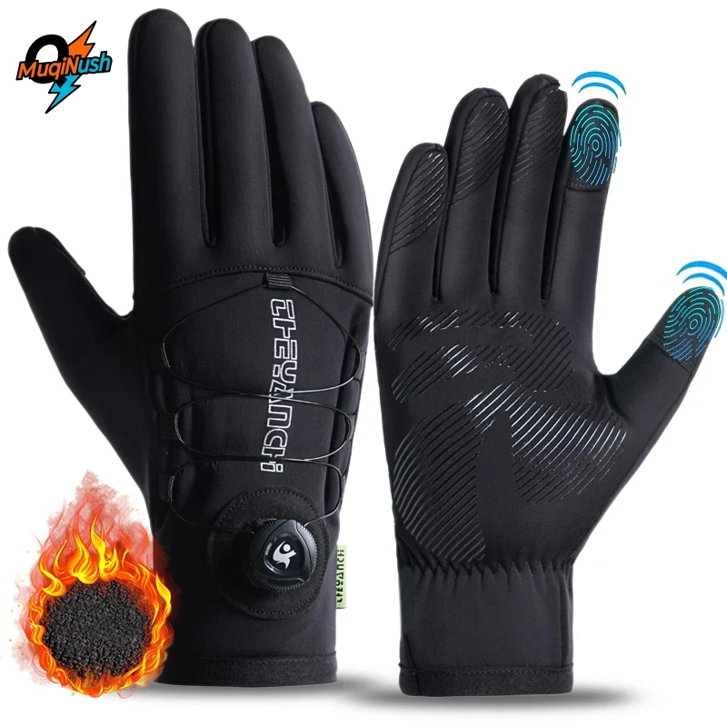 

MuqiNush Men's And Women's Winter Cycling Gloves With Touch Screen Adjustable Windproof Waterproof For Outdoor Motorcycle Skiing