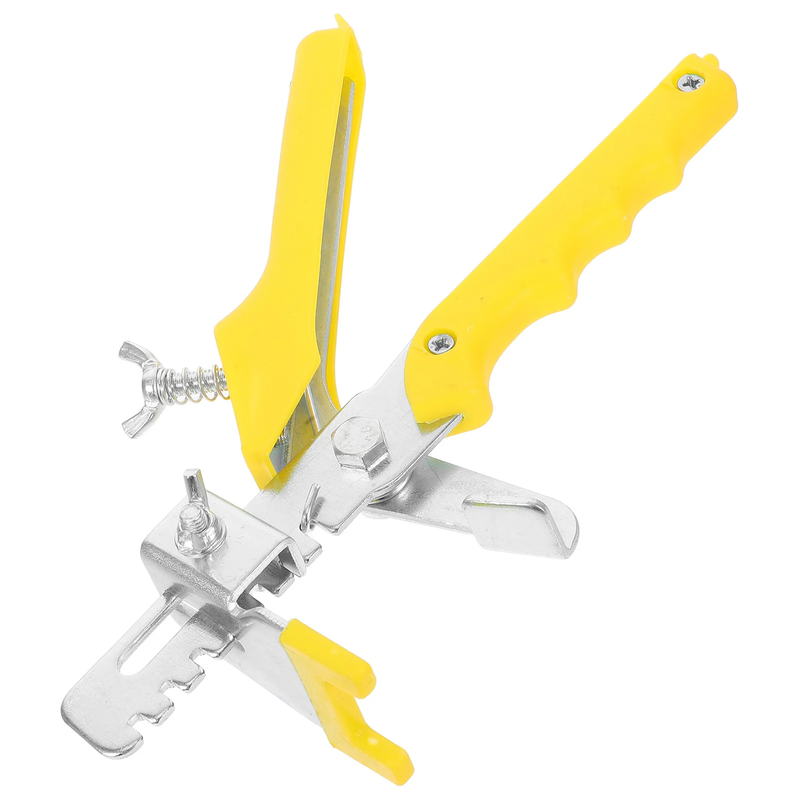 Tile System Tool With Pusher Clamp Tile Leveler For Flat Surface No Gaps Yellow Construction Laying Aid