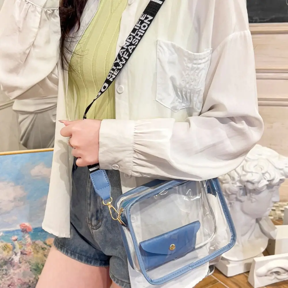 

Fashion Purse Transparent Crossbody Bag Korean Style Candy Color PVC Jelly Bag Small Square Bag Makeup Bag Shoulder Bag Travel