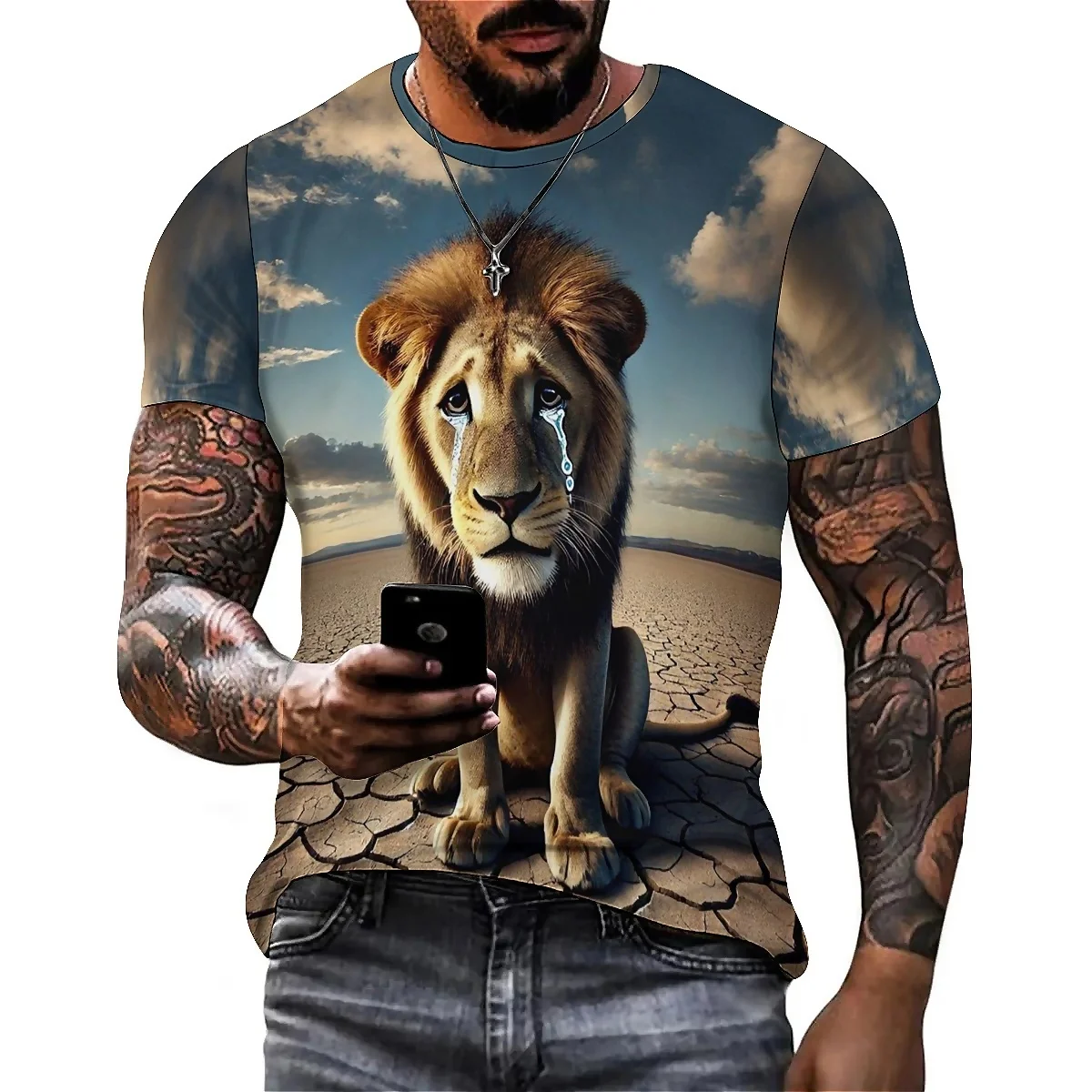 

Holiday Outfit Chinese Pattern Men's 3D Printed Short-Sleeve T-Shirt - Full-Body Print Men's Top