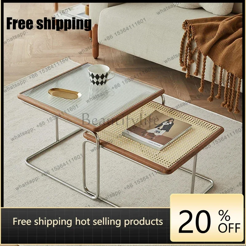 

XX.Metal Luxury Coffee Tables European Style Modern Narrow Decor Coffee Tables Stainless Designer Mesa De Centro Furniture Home