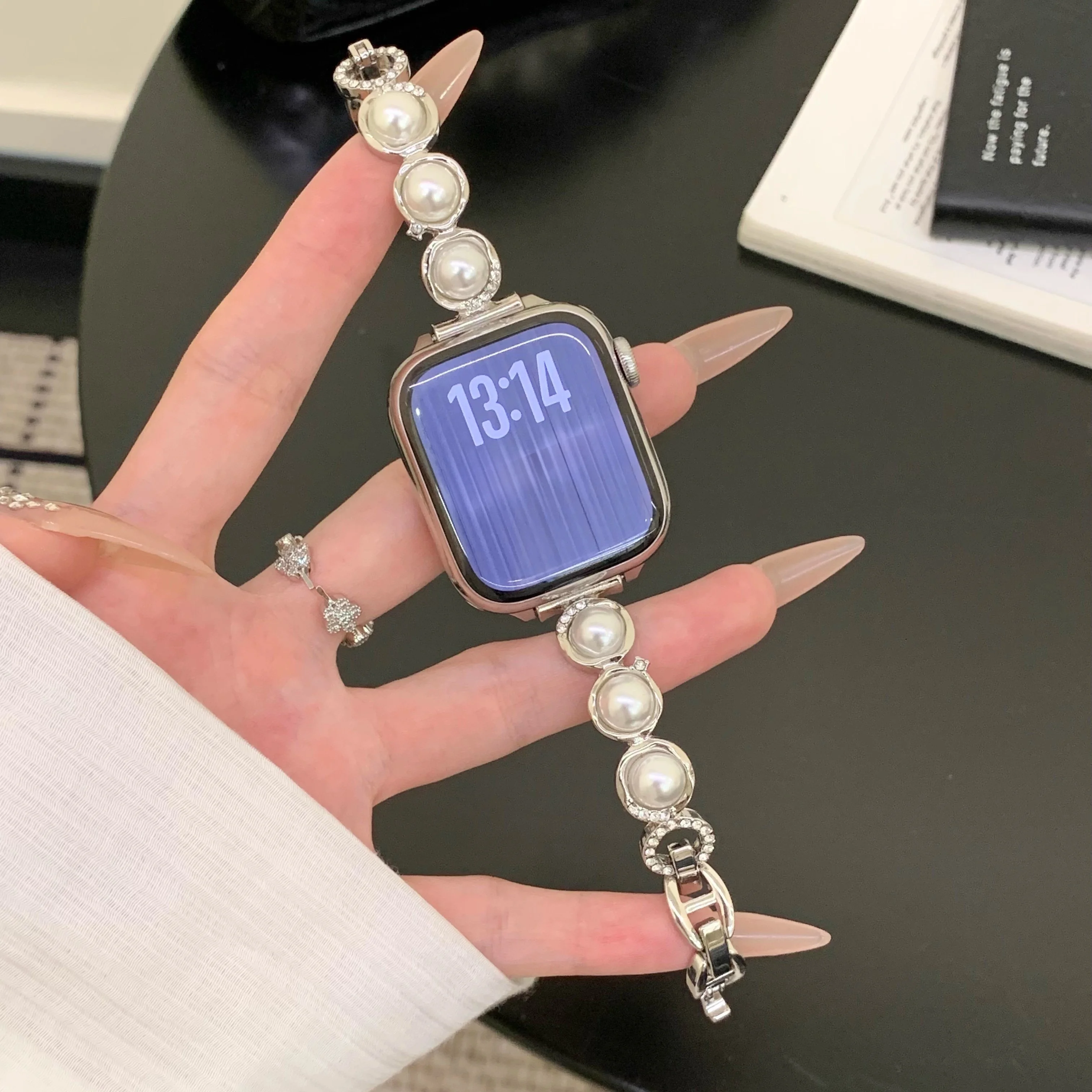 

Металлический совместимый ремешок для часов с бусинами Aurora 38 мм, 40 мм, 41 мм, 42 мм, 44 мм, 45 мм, 49 мм, модный ремешок