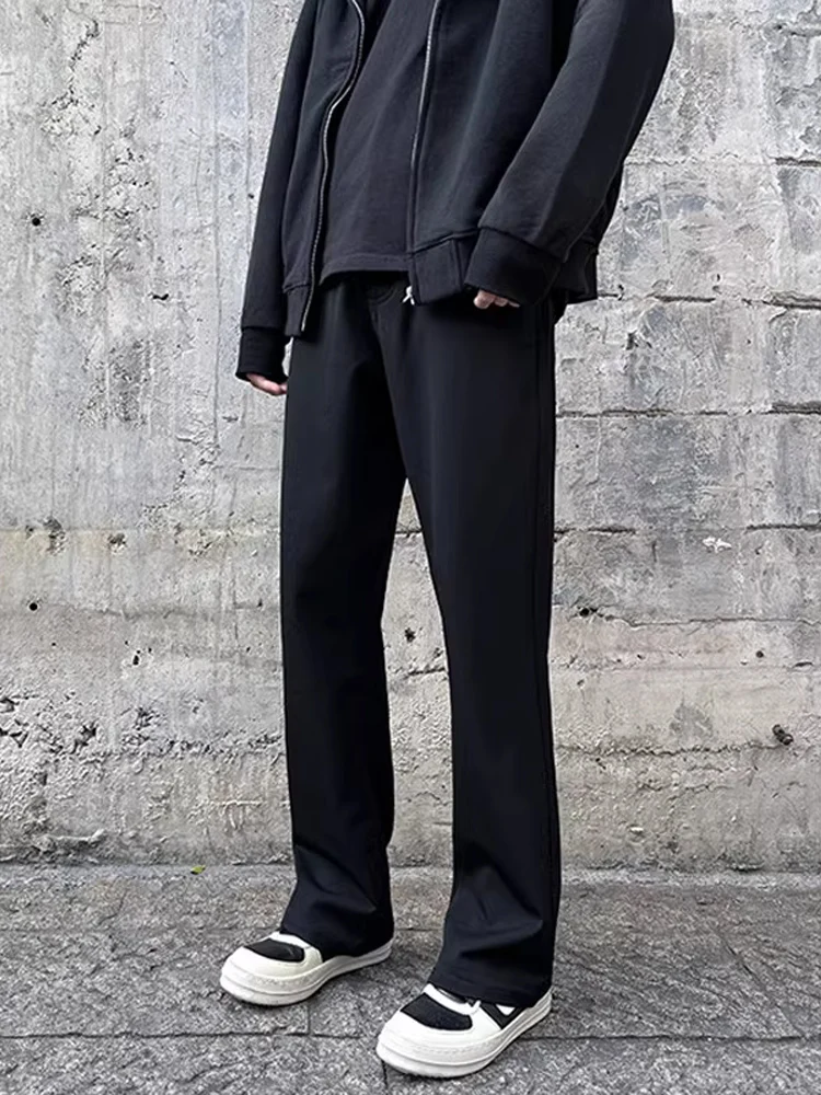 

Trendy Casual Men's Straight Leg Pants Elastic Waist Spring Autumn Sle Breathable Polyester Fiber Long Trousers