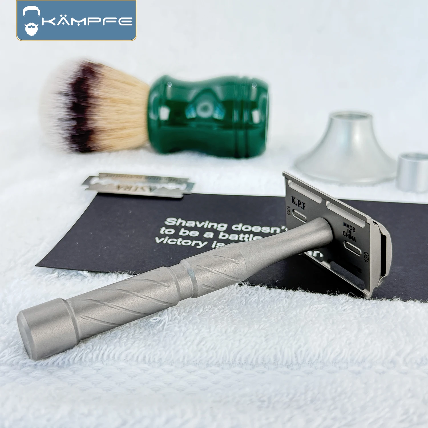 KAMPFE ماكينة حلاقة أمان خفيفة للغاية 53 جرام TC4 من التيتانيوم ذات حدين باستخدام الحاسب الآلي طحن دقيق للرجال هدية ماكينة حلاقة DE