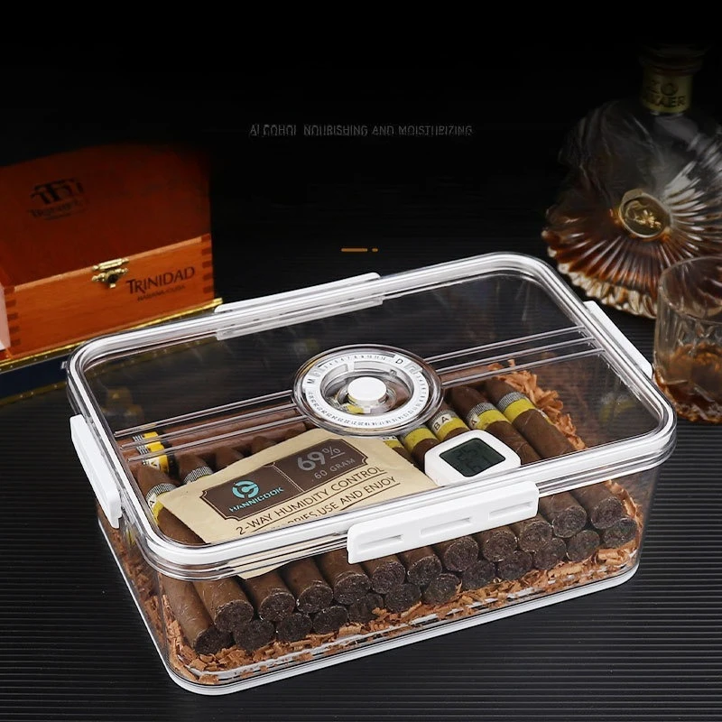 New Product Humidor Box Complete Set Of Transparent Cedar Wood Mellowed Cigarette Box Large Capacity Seale Cigar