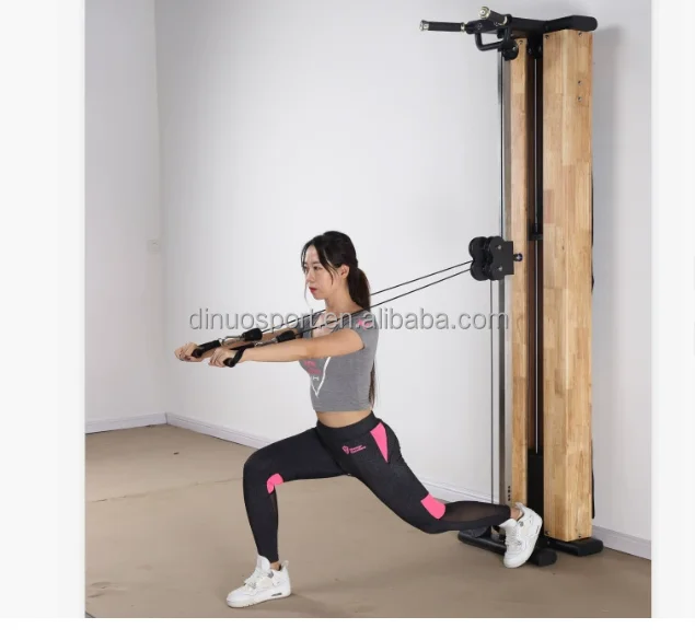 %a- Loaded Machine High Row Machine for Gym Studio Wood Wall-mounted Single Cable Pulley Machine Chest Arm Training with Handle