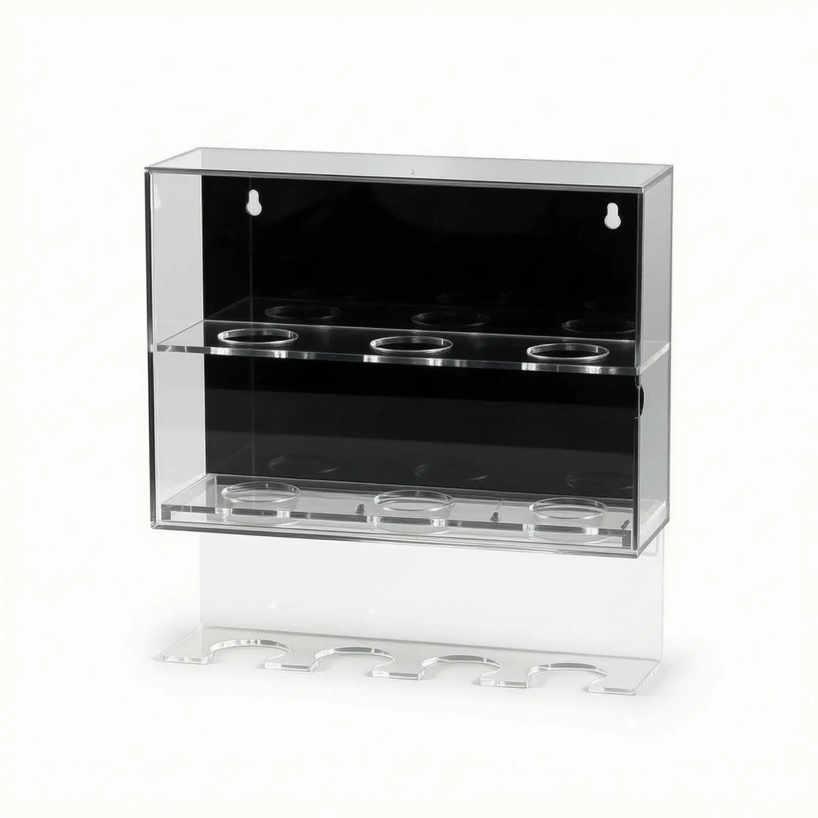 Baseball Display Case Acrylic Two Tier Holder for 6 Baseballs Wall Mountable Dustproof Collectible Showcase