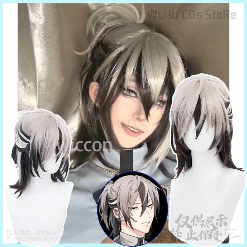 

Game Nu: Carnival Cosplay Rei Costume Wig Grey Short Hair Black Highlights Wig Heat Resistant Synthetic For Man