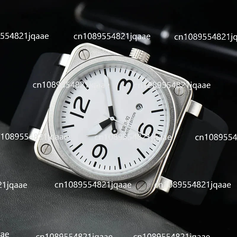 2024 Original Brand Men Automatic Mechanical Watch Bell Black Ross Rubber 46mm Large Dial Men for Watches