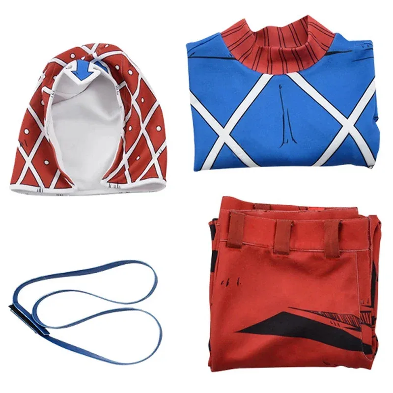 애니메이션 조조의 기묘한 모험 황금 바람 Guido Mista 코스프레 의상 탑 바지 정장 성인 유니섹스 할로윈 파티 드레스