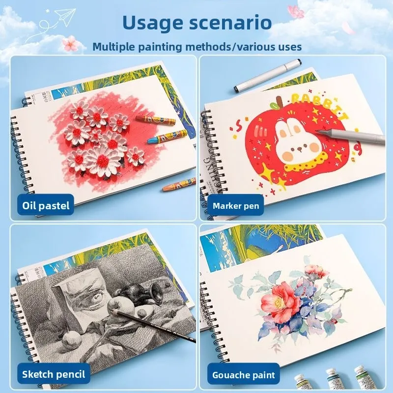 A4 Sketch Book 60 Pages Thickened Drawing Paper for Students Art Practice and Painting