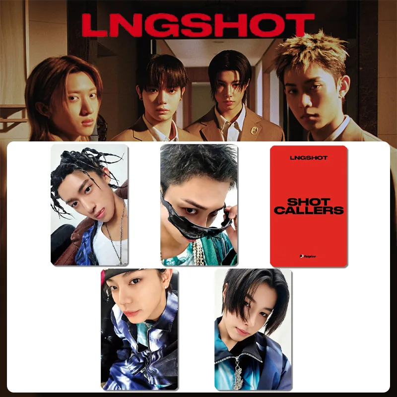 4Pcs/Set LNGSHOT Idol Boy Album 'SHOT CALLERS' Peripheral support card Lomo Cards OHYUL RYUL WOJIN LOUIS Fans Collection Gifts