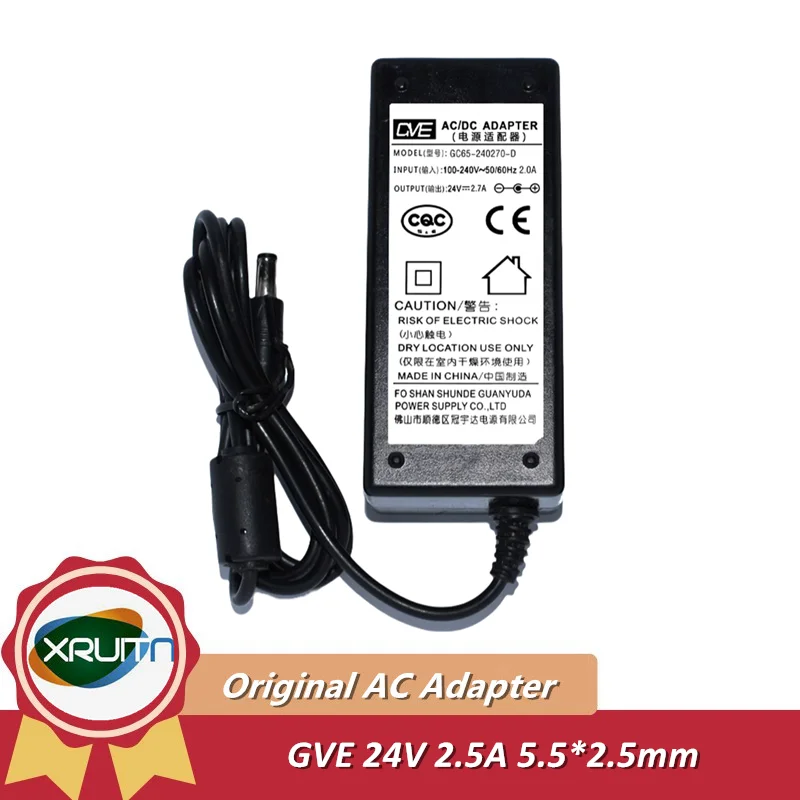 GVE  GC65-240270-D 24V 2.7A 65W AC Adapter Charger for Water Filter Power Supply 5.5*2.5mm