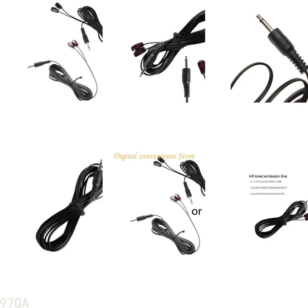 

97QA Dual IR Remote Control Extender Cable 3.5mm Transmiter