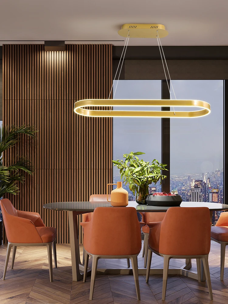 Nordic Golden LED Pendant Light, Regulável, Controle Remoto, Lâmpada Para Casa, Decoração, Apto Para Quarto, Sala De Estar, Corredor, Cozinha, 2023