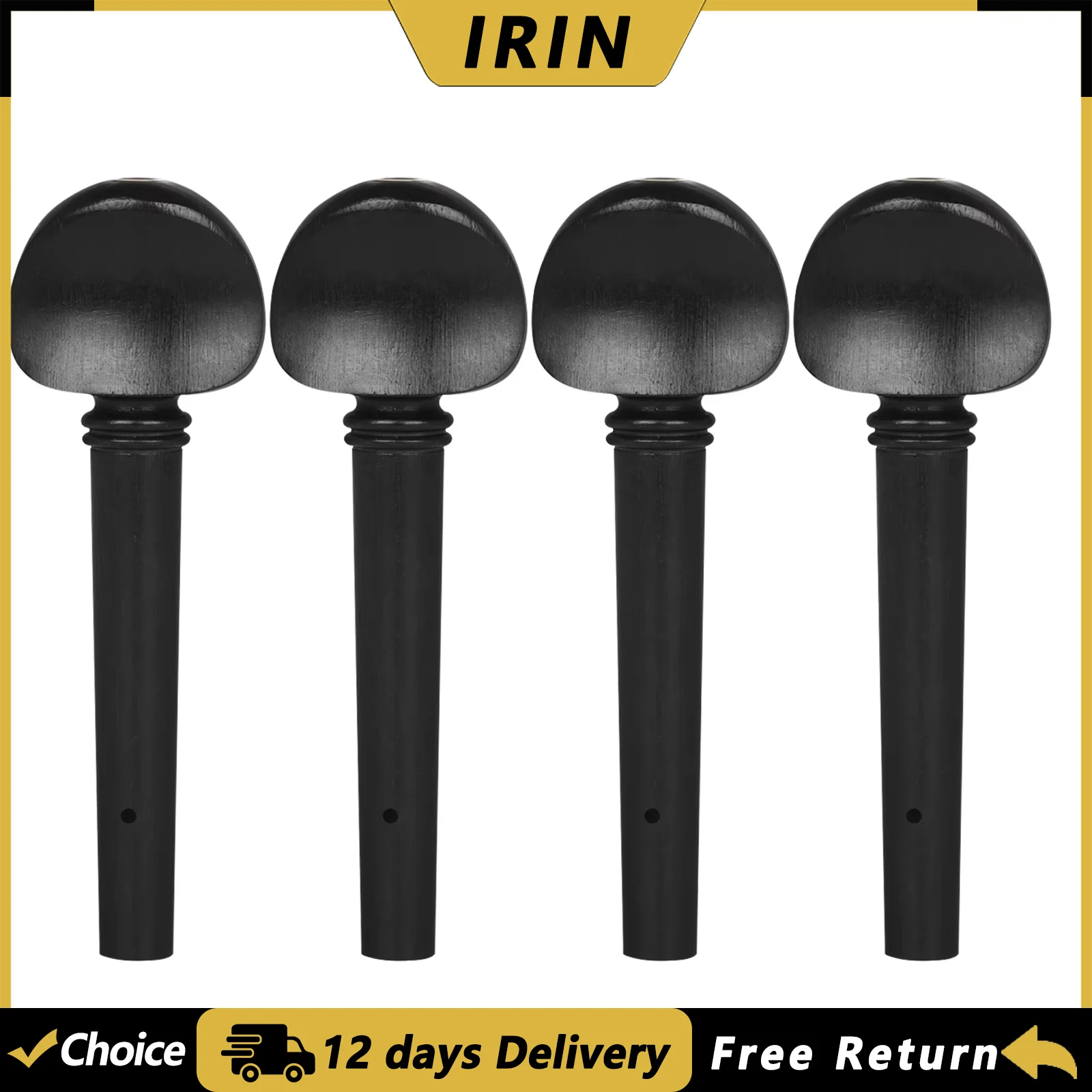 IRIN 4Pcs/Set Viola Tuning Pegs Ebony Tuner  Knobs Open Hole Viola Tuning Pegs String Instrument Parts & Accessories
