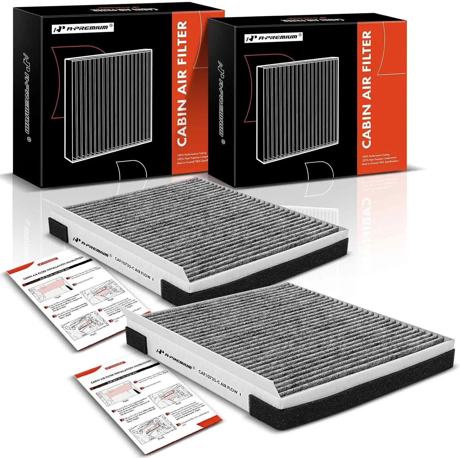 

2-PC Cabin Air Filter with Activated Carbon Compatible with Hyundai, Kia & Genesis Vehicles - Equus, Genesis, Santa Fe, K900, St