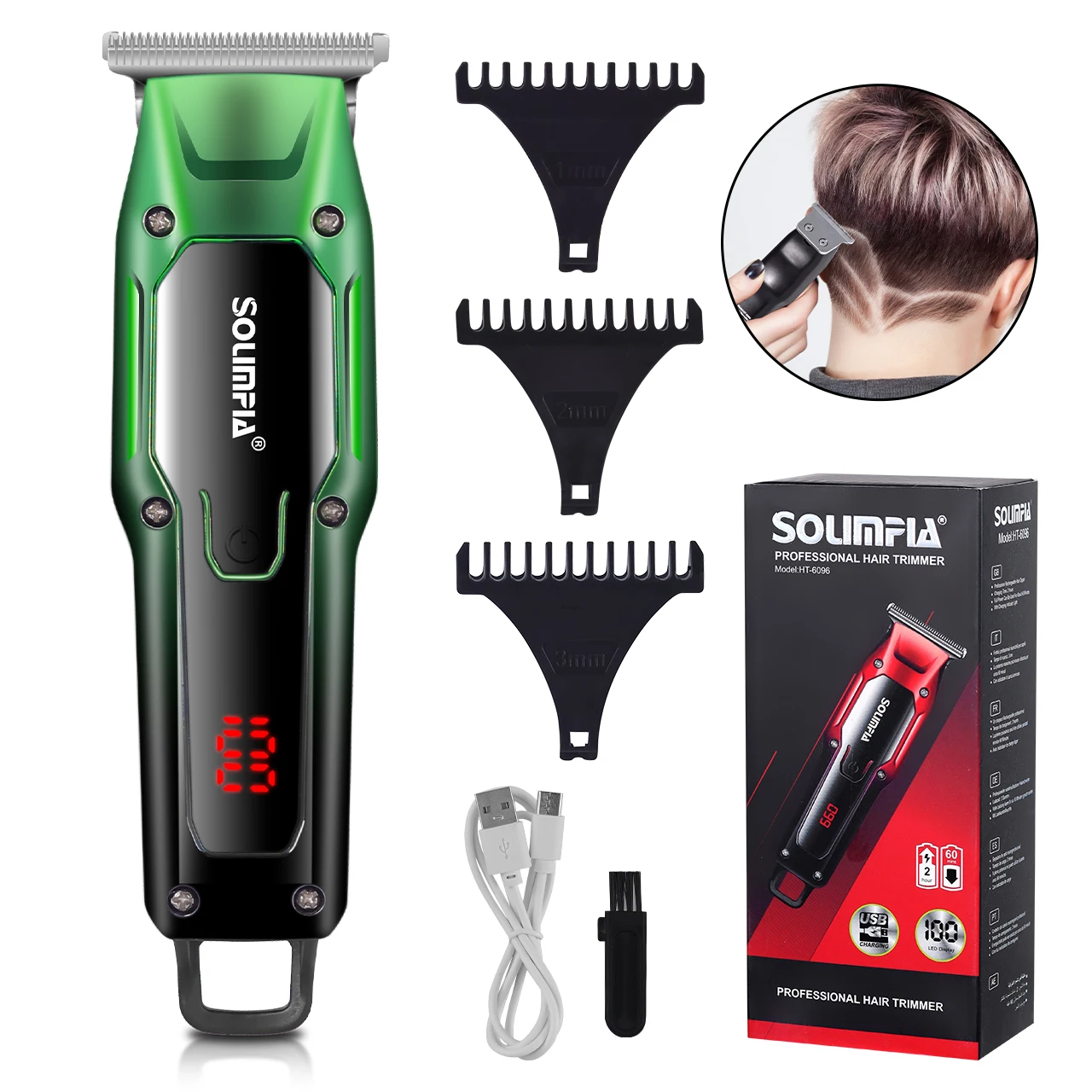 Solimpia Electric Hair Clippers Salon Dedicated Carving Scissors LCD Digital Trimming Electric Shaver