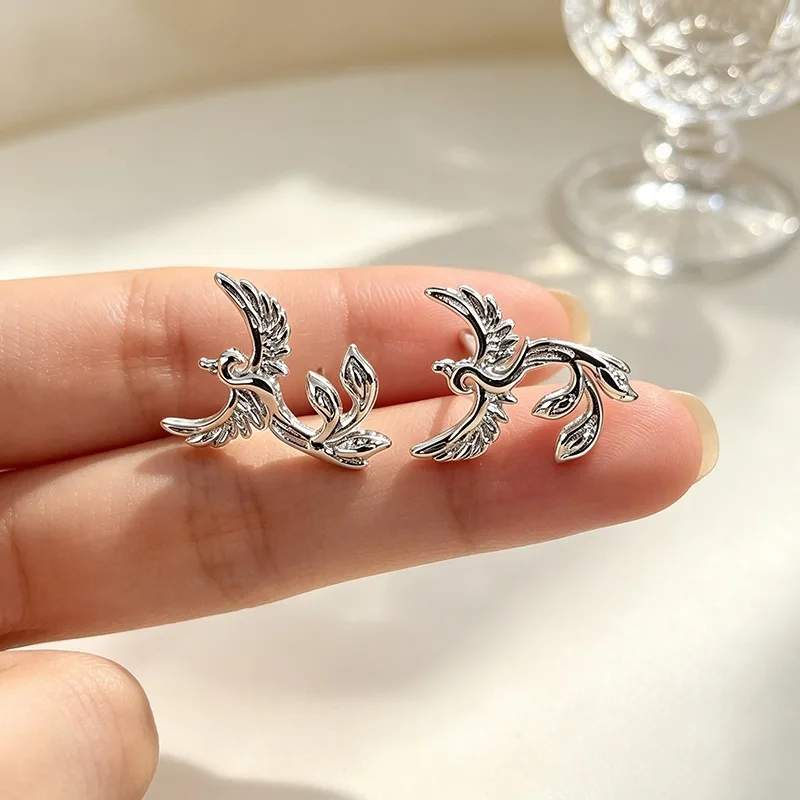 New Animal Fashion High-end 925 Sterling Silver Jewelry Phoenix Spreading Wings Stud Earrings 31019