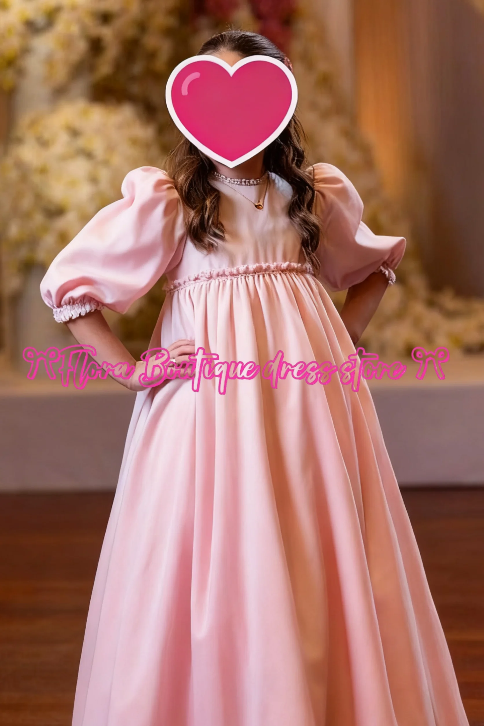 Атласное светло-розовое пышное элегантное платье с цветочным узором для девочек, свадебное платье с короткими рукавами для малышей, крестинное платье для первого причастия